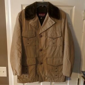 Vintage Lake Forest Lined 3-Button Utility/Explorer 4-Pocket Tan Coat Size 38